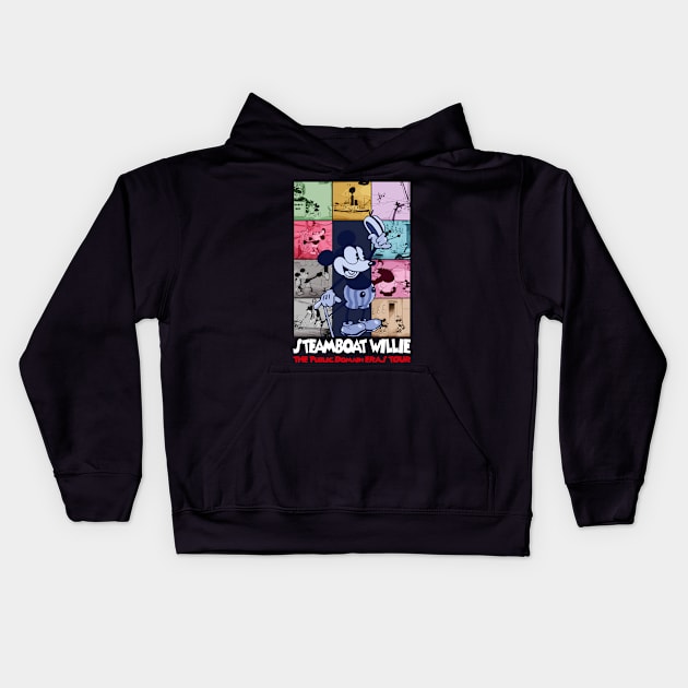 Steamboat Willie The Public Domain Eras Tour - 7 Kids Hoodie by Megadorim